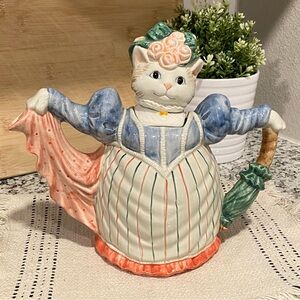 Fitz & Floyd Vintage Ceramic 1988 Kittens of Nightbridge Cat Teapot 1.5 Quarts